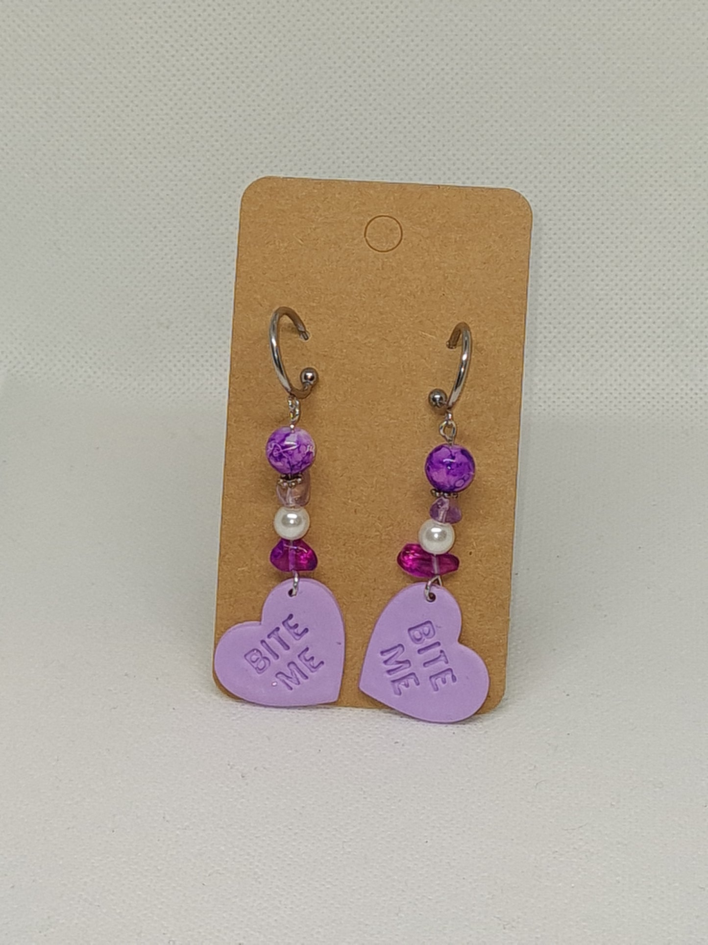 BITE ME love heart earrings