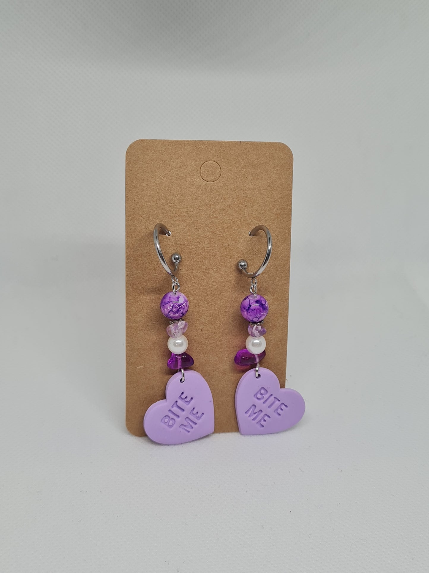 BITE ME love heart earrings