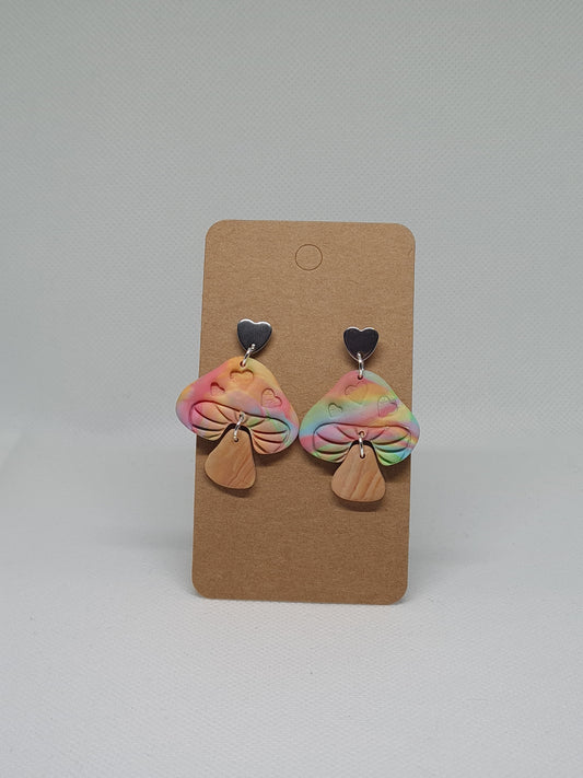 Rainbow heart shroom with heart stud